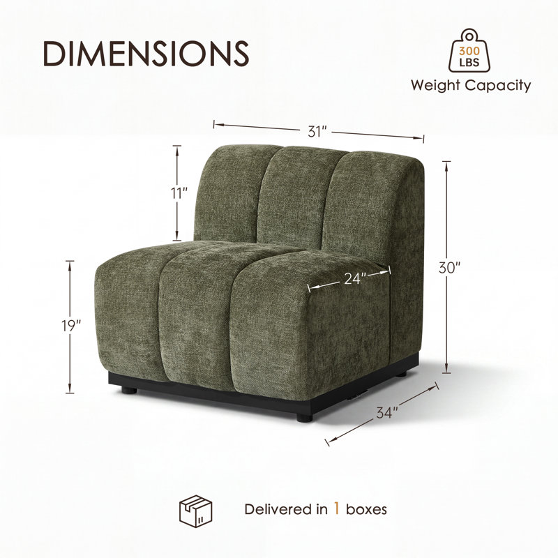 Fauteuil sans accoudoirs vert 31 po, Green