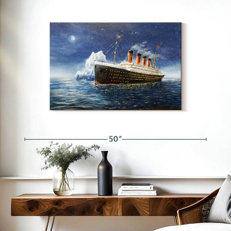 Aletra Titanic naviguant la nuit, H 24 po x l 36 po