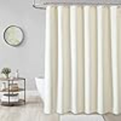 Rideau de douche en tissu - Rideaux de salle de bain en tissu texturé robuste gaufré pour salle de bain, ensemble de rideaux de salle de bain en polyester de luxe avec poids pour hôtel de 256 g / m² avec 12 crochets en plastique, l 72 po x H 72 po