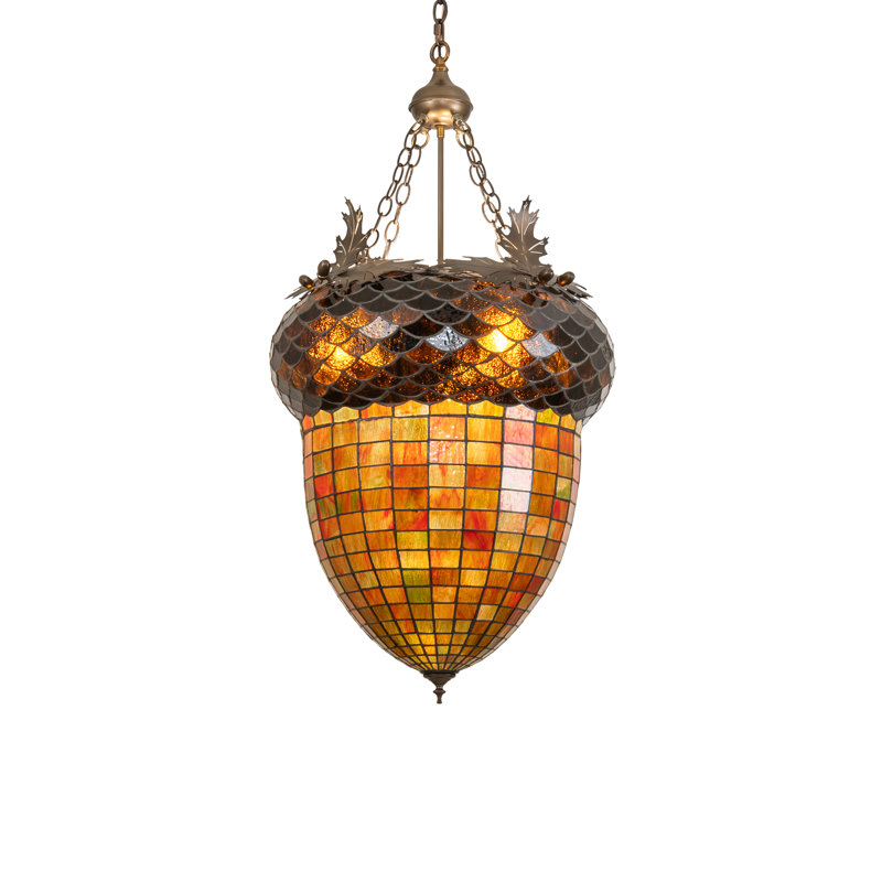 22" Wide Acorn & Oak Leaf Inverted Pendant