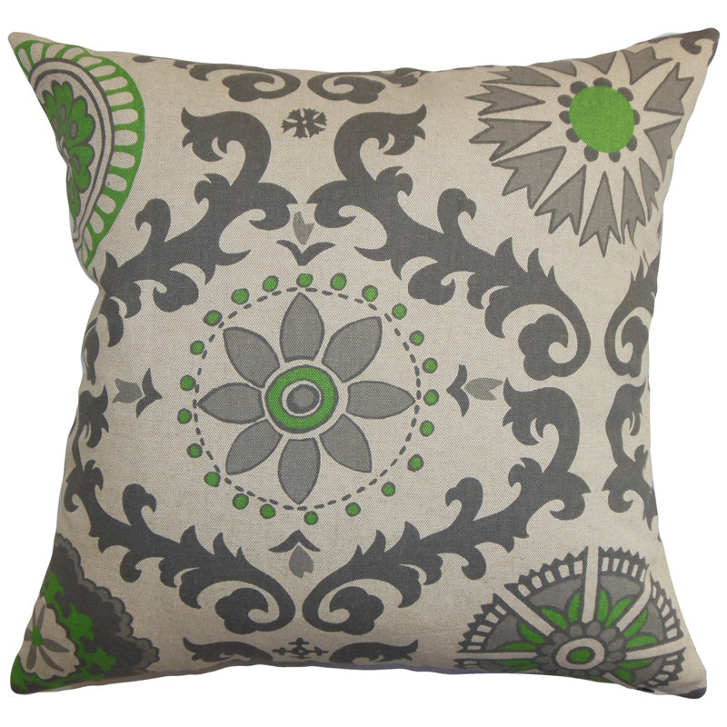 Coussin en coton Kaula, Vert, 24 po x 24 po