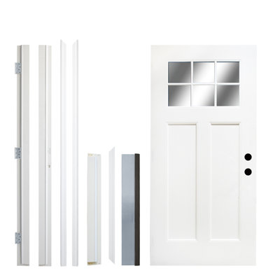 Premium Fiberglass Exterior Doors, White Finish, Craftsman Style