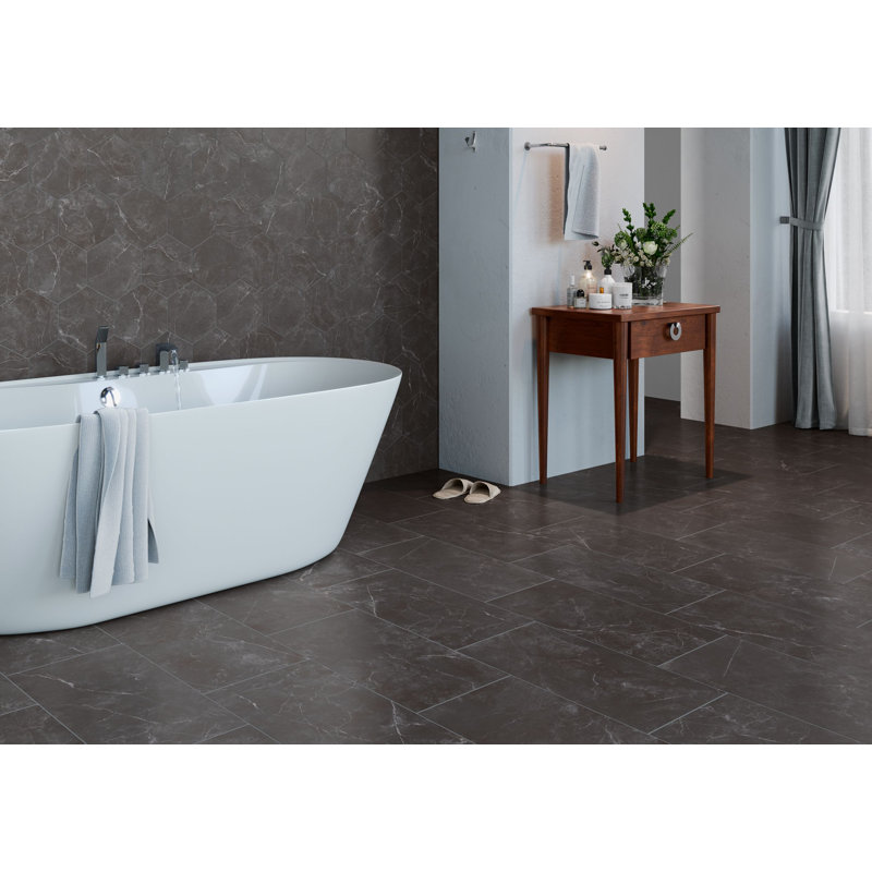  12 in. x 24 in. Porcelain Marble Look Floor and Wall Tile (17.60 Sq. Ft. / Case), Nero