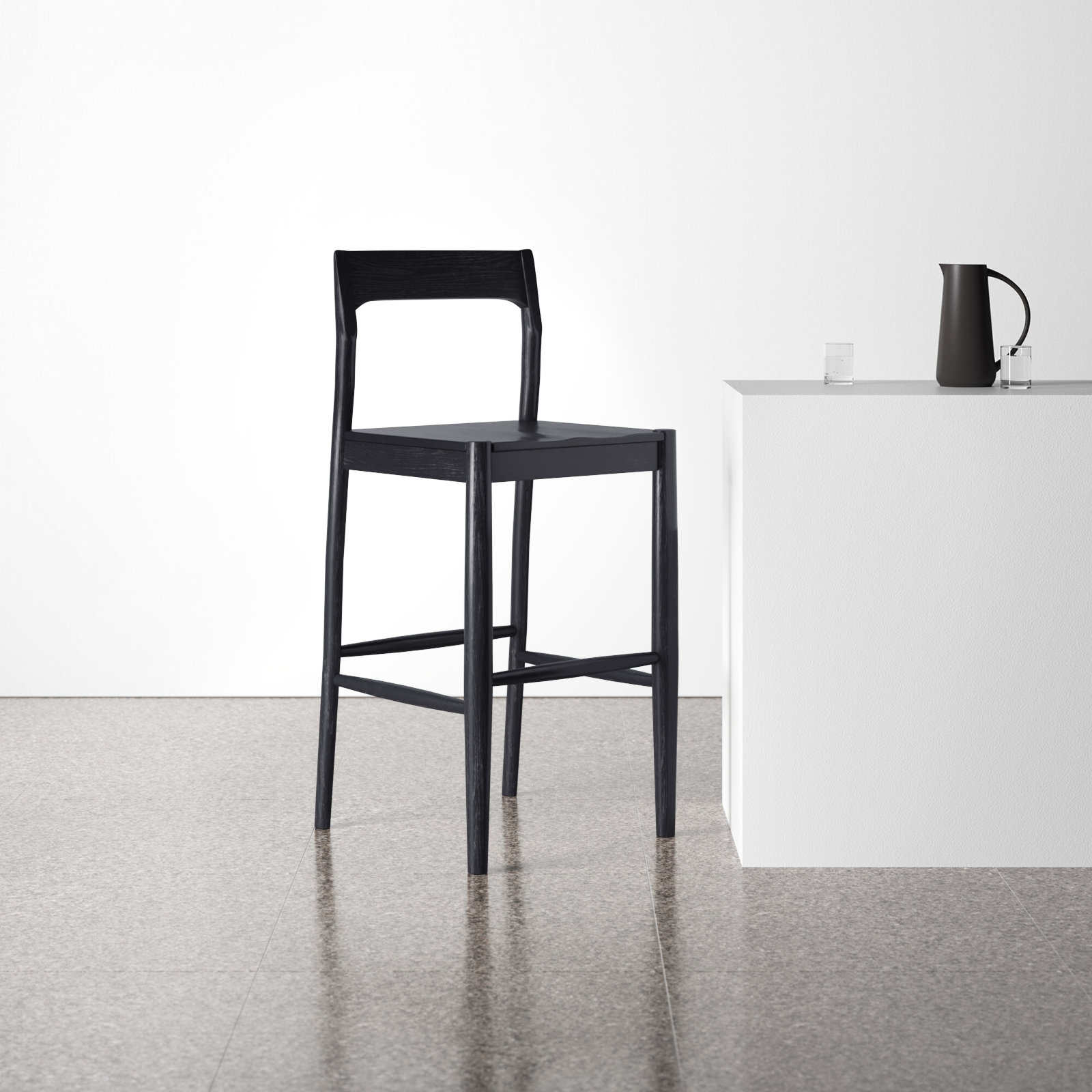 Krieger Bar Stool, Black, Bar Stool (30" Seat Height)