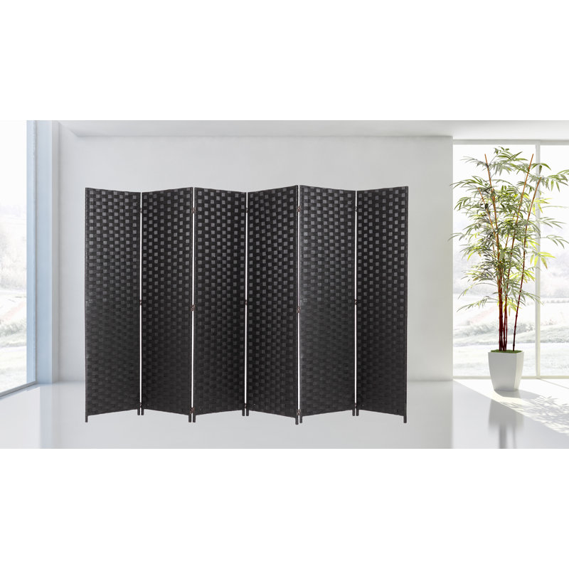 Cloison pliante en bambou / rotin 68,5 po Cecilia, 6, Noir