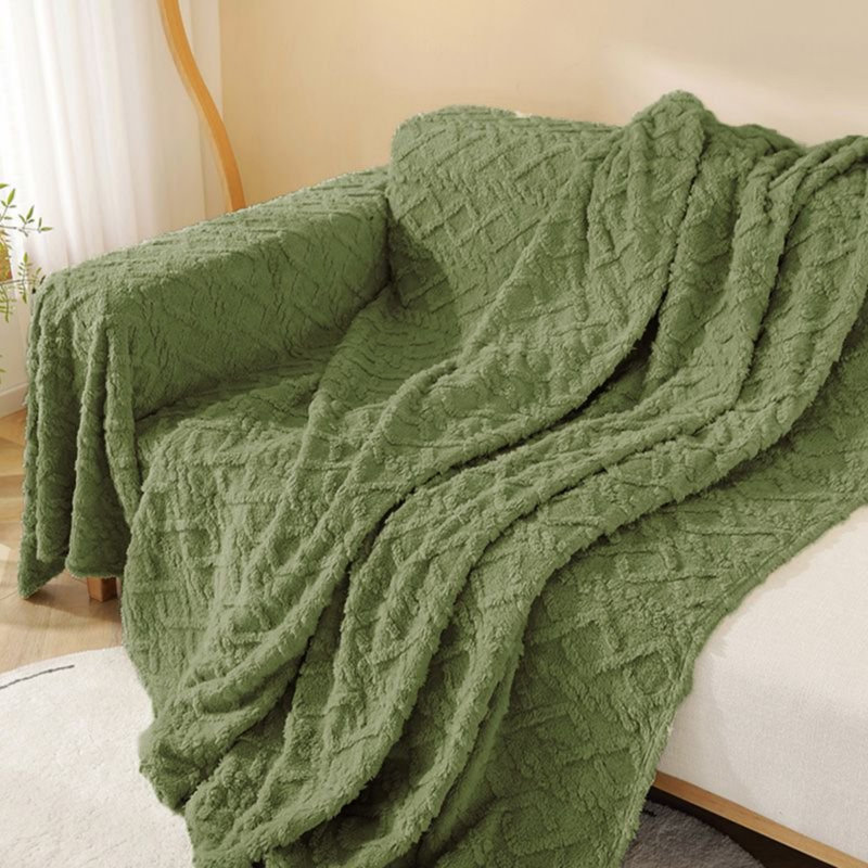 Jeté léger en molleton doux toutes saisons de couleur unie 260GSM., Twin, Green