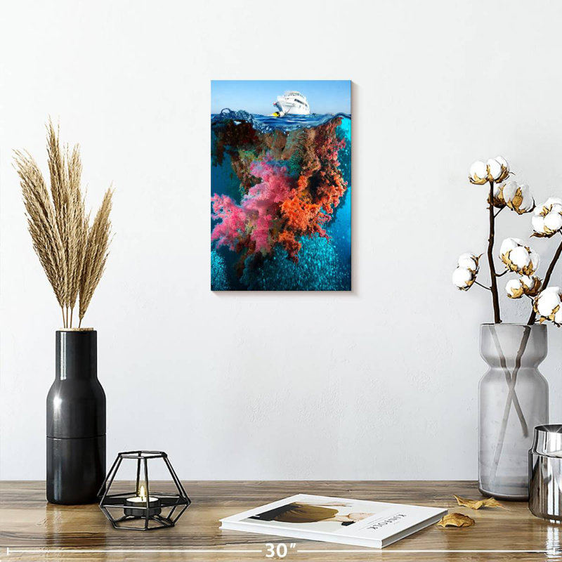 Aletra Yacht Over Rocky Reef, 12" H x 8" W