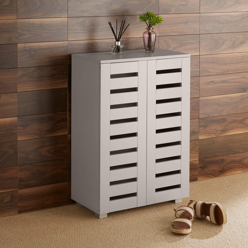 Oslo 10 Pair Shoe Storage Cabinet, Grey