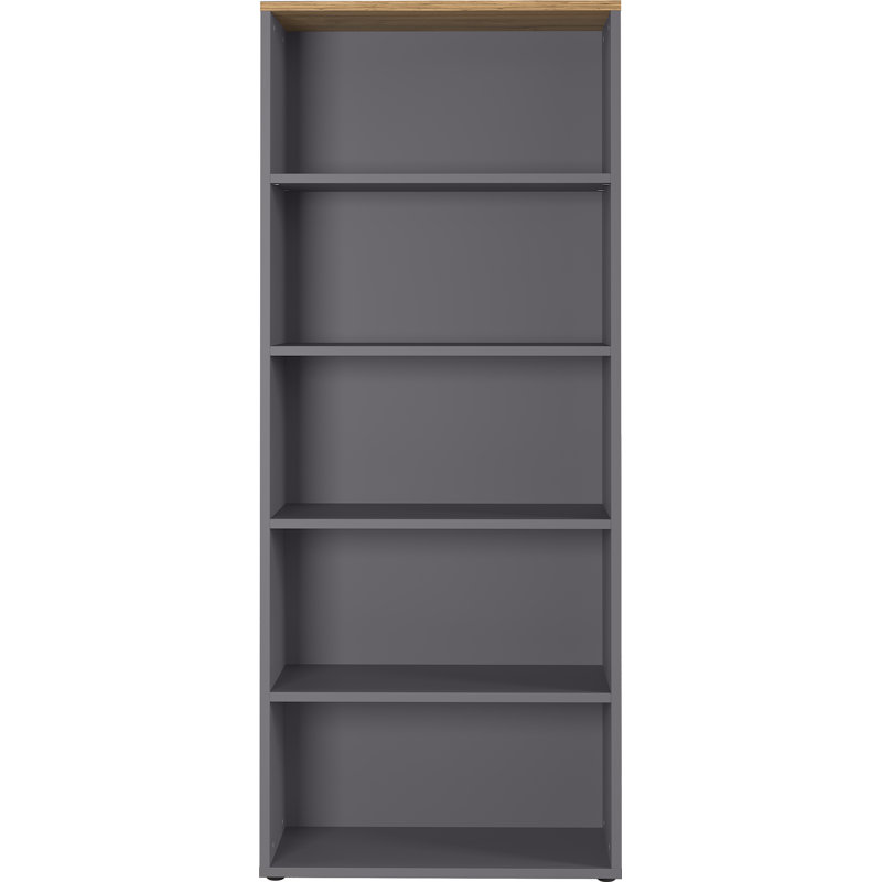 Miabella 196.5cm H x 80cm W Standard Bookcase, Graphite/Oak