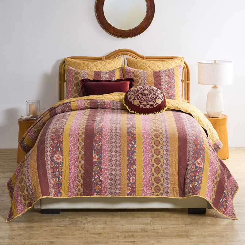 Ensemble de courtepointe réversible Marigold, Twin Quilt + 1 Standard Pillow Sham