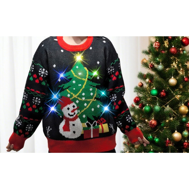 Festive Fun Christmas Snowman and Tree Jumper, Large