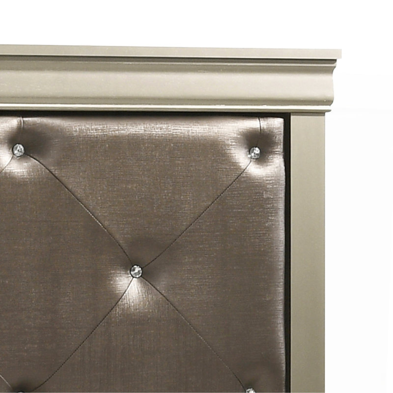 Chic Transitional Full Bed In Silver Champagne