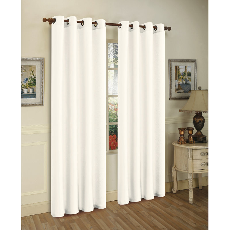 Ensemble de rideaux semi-transparents avec œillets Mira, Blanc