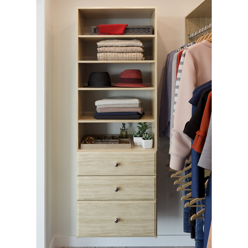 Tiroir à quadrillage en bois manufacturé, Blond miel, H 12 po x l 24 po x P 14 po