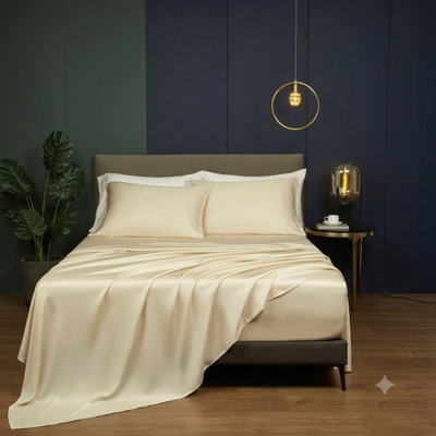 Ensemble de literie abricot clair 100 % Tencel avec taie d'oreiller, taille TG