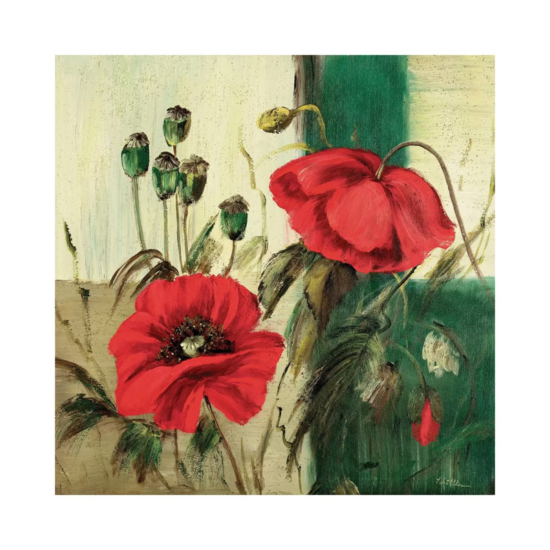 Red Poppies Composition II by Katharina Schöttler - Wrapped Canvas Painting, 30.48 cm H x 30.48 cm W