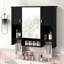 Armoire de rangement murale moderne 35 po x 28 po, armoire de salle de bain murale avec miroir, armoire à pharmacie avec barre à serviettes-1385052797