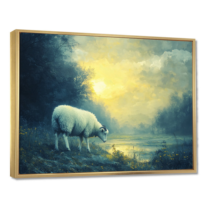 Rêve pastoral Dreyah, H 34 po x l 44 po, Impression encadrée flottante, Doré