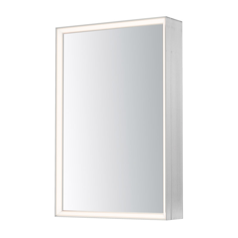 Miroir biseauté à DEL, Nickel satiné