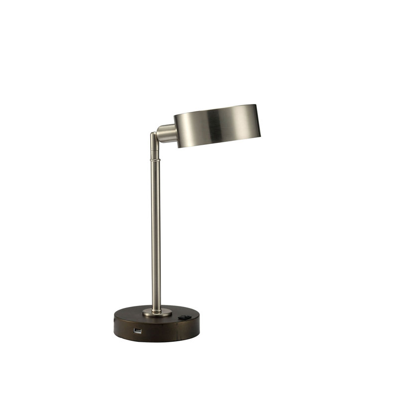 Lampe de table contemporaine réglable avec cadre en métal nickelé pour salon et chambre à coucher