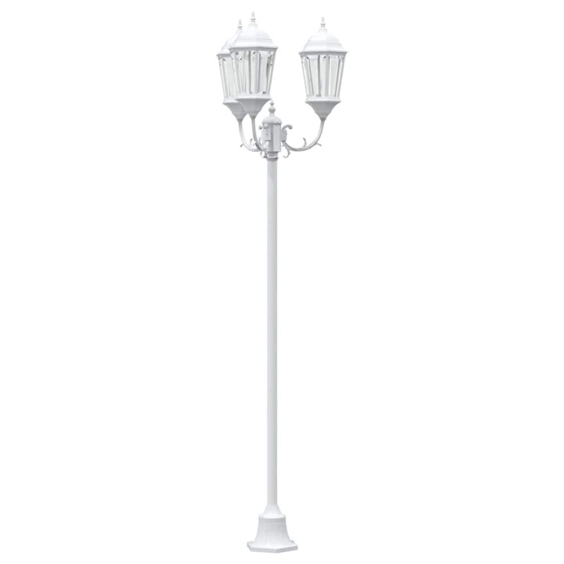 Garden Light Aluminium and Glass Pathway Lights Outdoor Lighting, White Aluminum, 241cm H x 57cm W x 49cm D