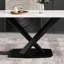 Table de salle à manger rectangulaire en pierre frittée blanche 63 pouces avec métal noir pour 6