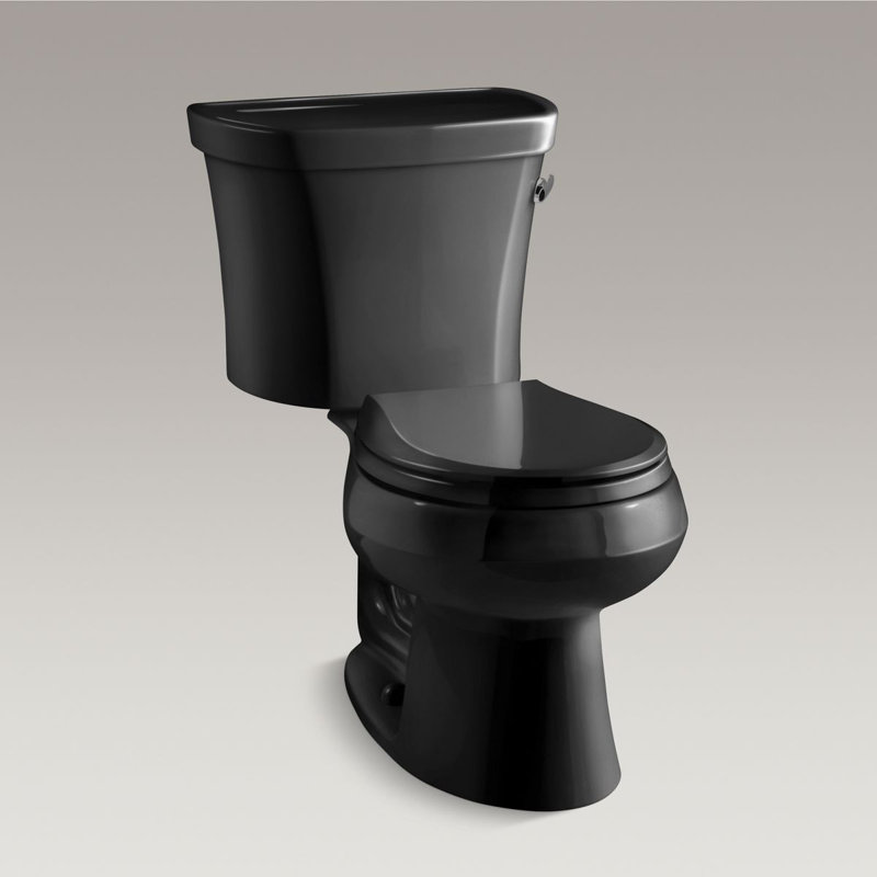 Wellworth 1.28 GPF Water Efficient Round Two-Piece Toilet (Seat Not Included), Black Black