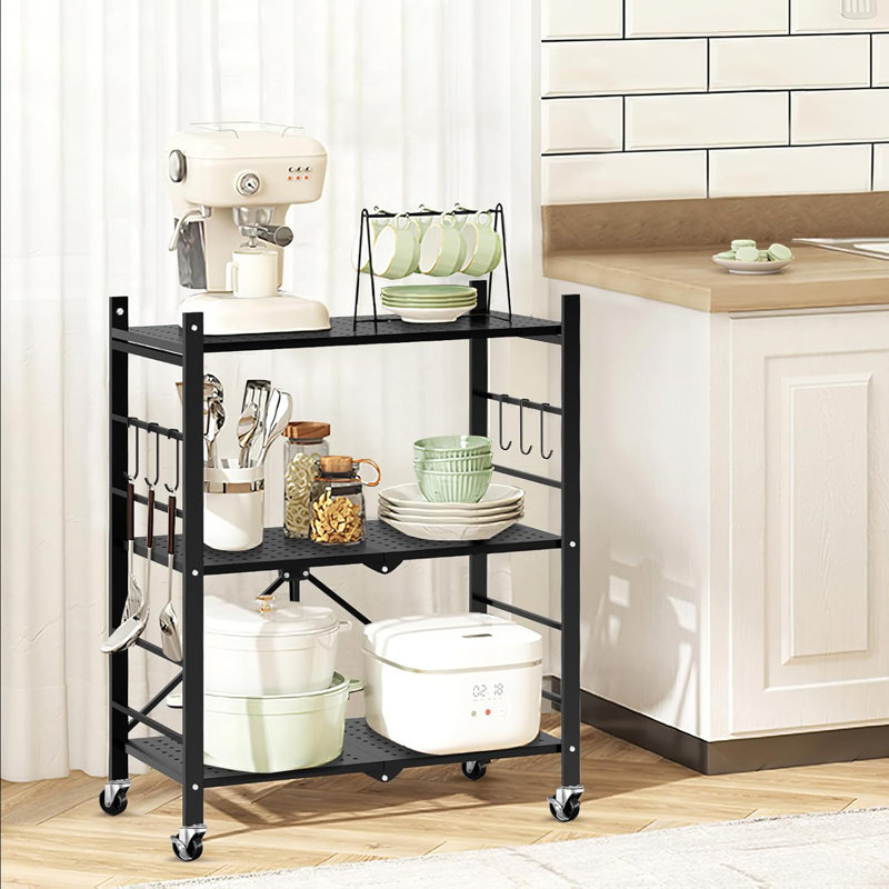 3 Tier Foldable Shelf With Wheels