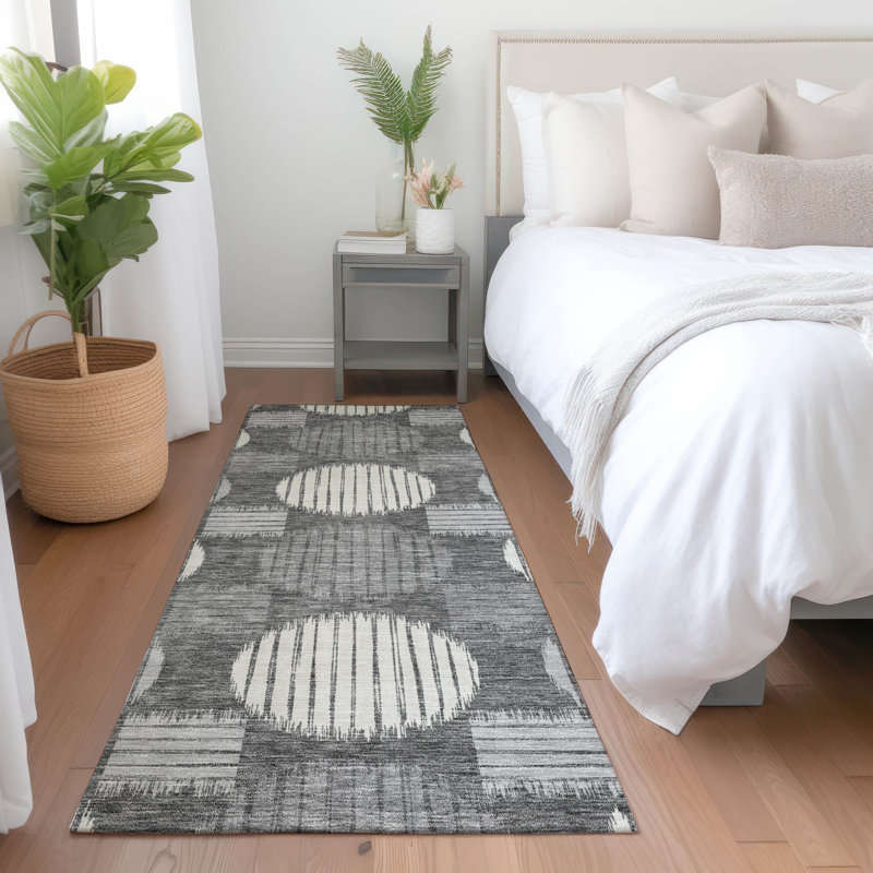 Premium Machine Washable Prisco Charcoal Rug, Runner 2'3" x 7'6"