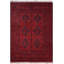 Tapis rouge foncé / bleu foncé en laine noué à la main à motif géométrique 5 pi 10 po x 7 pi 6 po Madonia