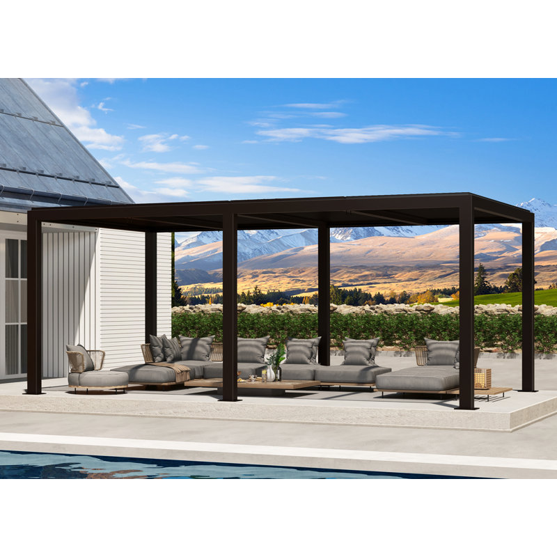 6m x 3.5m Aluminum Pergola, Grey