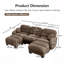 Canapé d'angle modulaire en tissu chenille confortable au design plissé, avec siège ergonomique en mousse haute densité, pouf, accoudoirs arrondis et 2 coussins décoratifs ronds.-1530524478-1530524477