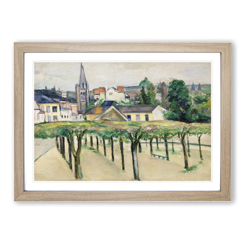 Village Square by Paul Cezanne - Picture Frame Painting, 36cm H x 48cm W x 2cm D, Oak