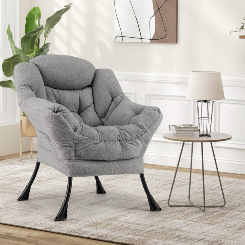 Chaise d'appoint rembourrée avec coussin Sherpa
