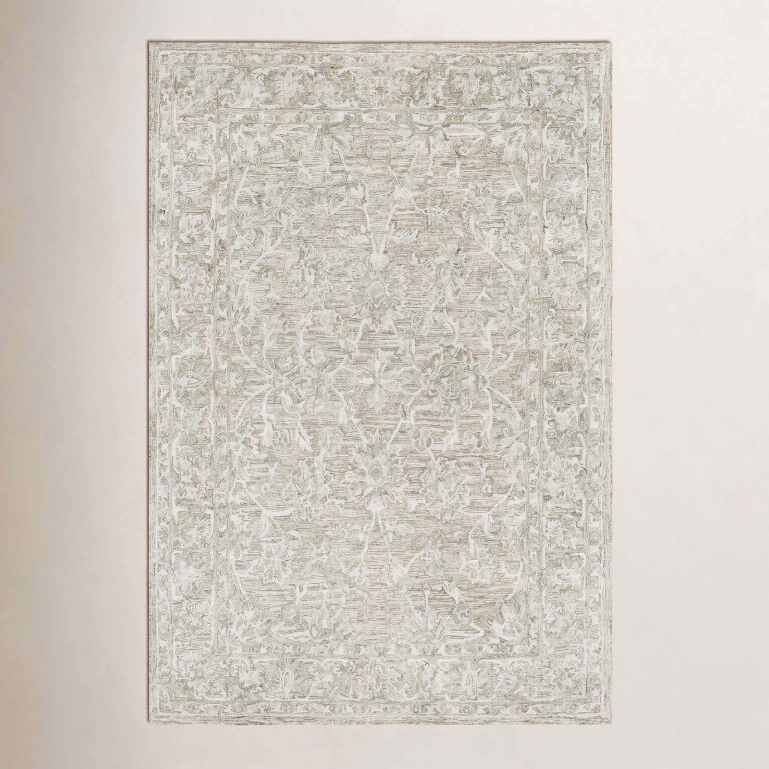 Cait Tan Hand-Tufted Floral Rug, Rectangle 7' x 9'