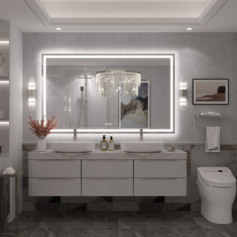 Miroir de salle de bain Molly Framelss, 60 po x 36 po, Transparent