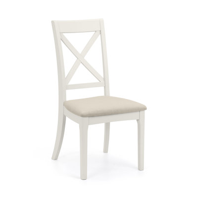 Batchelder Upholstered Suede Cross Back Dining Chair in Ivory