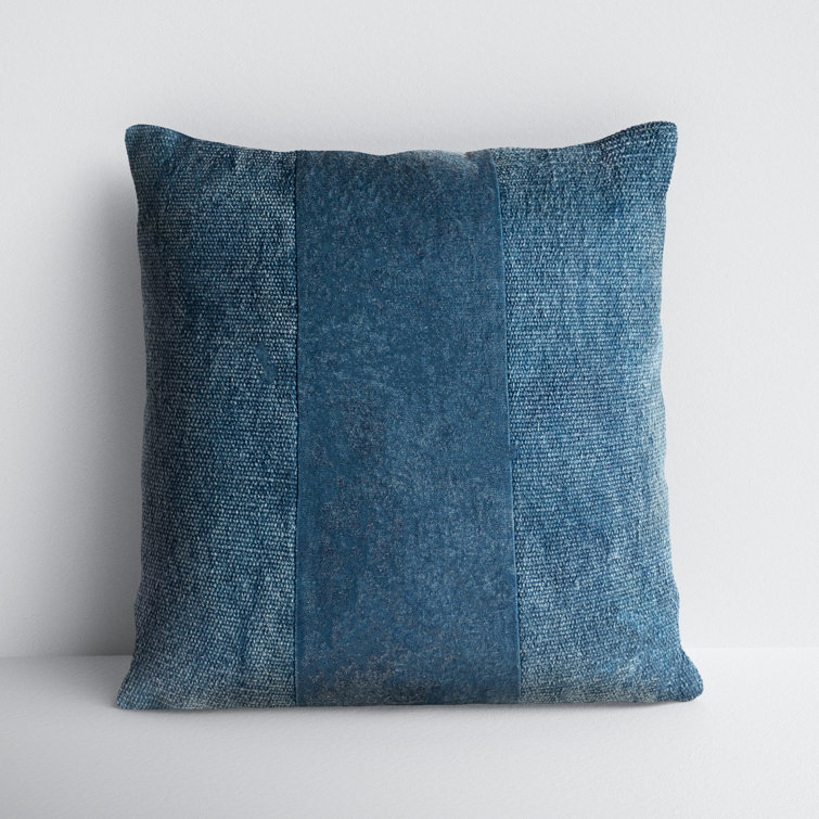 Beige And Central Blue Stripes Square Accent Pillow Cover Beige And Central Blue Stripes Square Accent Pillow Cover
