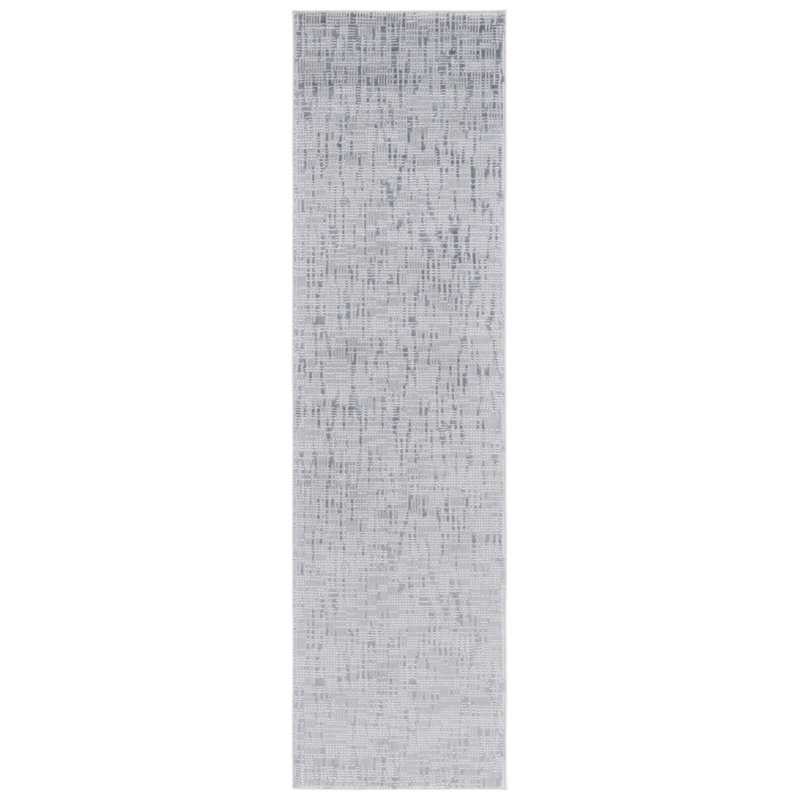 Tapis abstrait en polyester / polypropylène tissé à la machine en gris foncé / gris clair, Tapis de couloir 2 pi 3 po x 8 pi