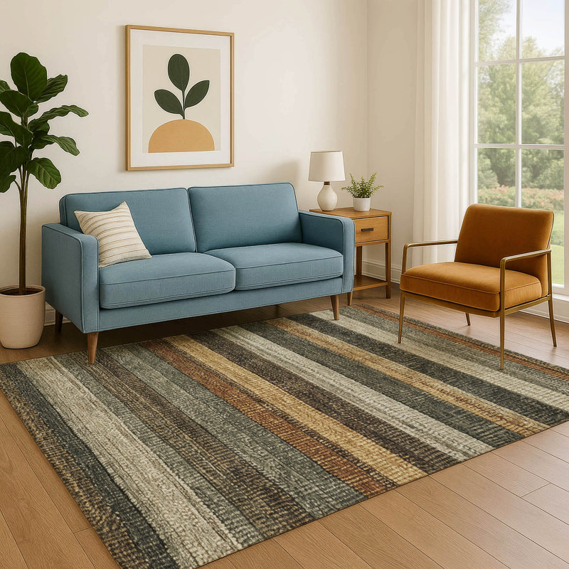 Premium Machine Washable Medena AMF1865 Stripes Rug, Rectangle 3' x 5'