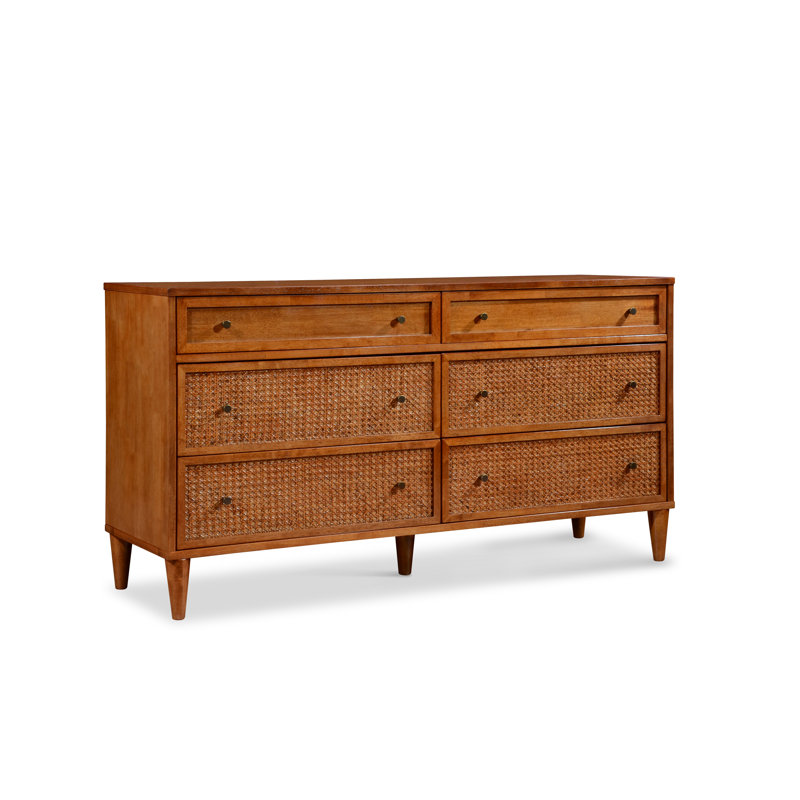 Northborough 2 Piece Solid Wood Bedroom Set with Rattan Drawer Fronts