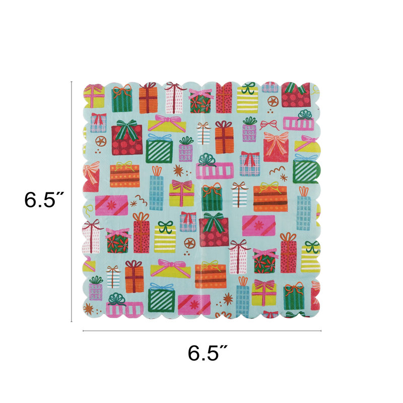 Serviettes de table festonnées en papier avec motif festif