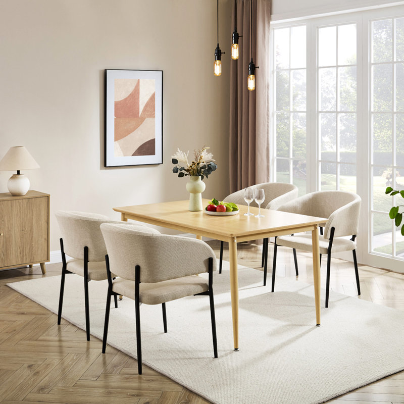 Burton Metal Base Dining Table, Dark Brown Wood