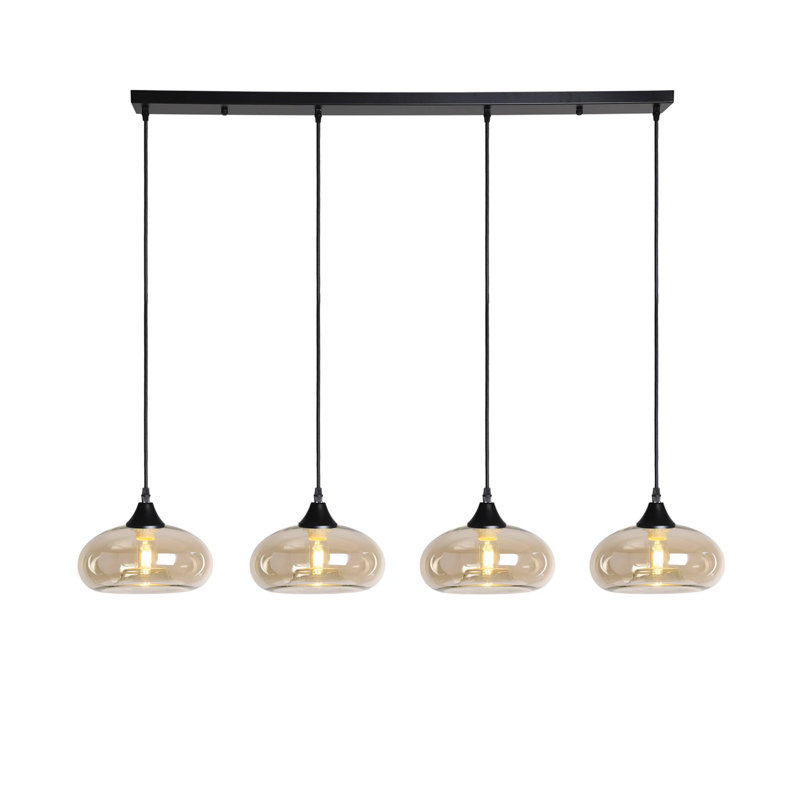 Inglesbatch 4 - Light Kitchen Island Pendant, Black, Amber