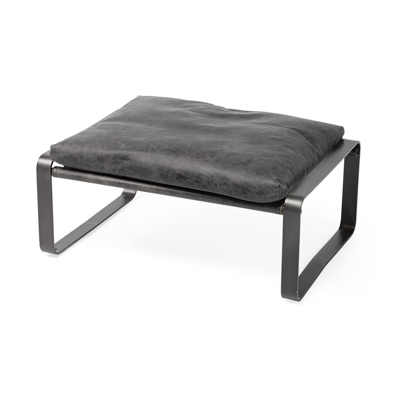 Repose-pieds en cuir véritable Greenlee, Cuir véritable noir