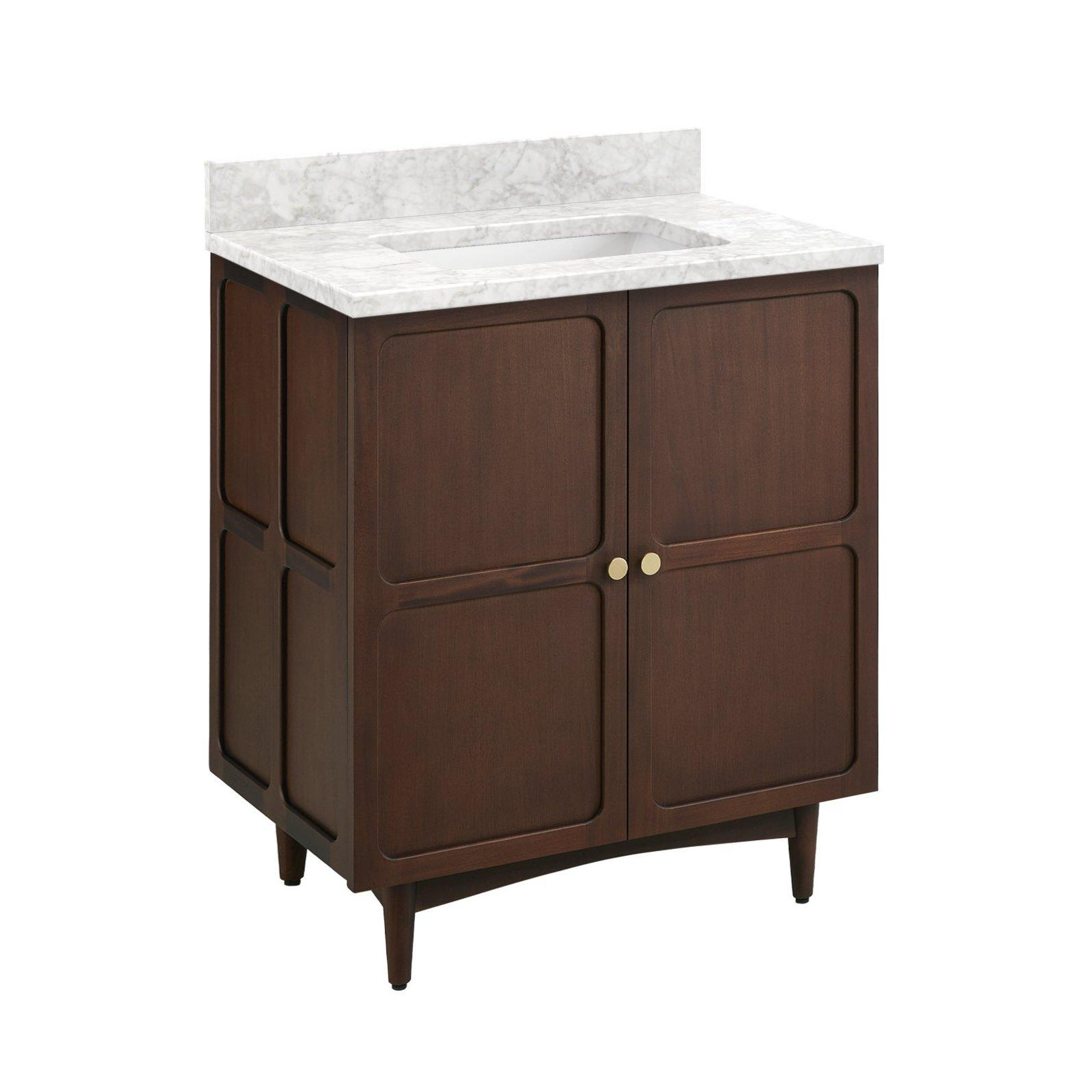 Delavan 30" Single Bathroom Vanity, No Faucet Hole, Carrara Marble, Rectangular 
