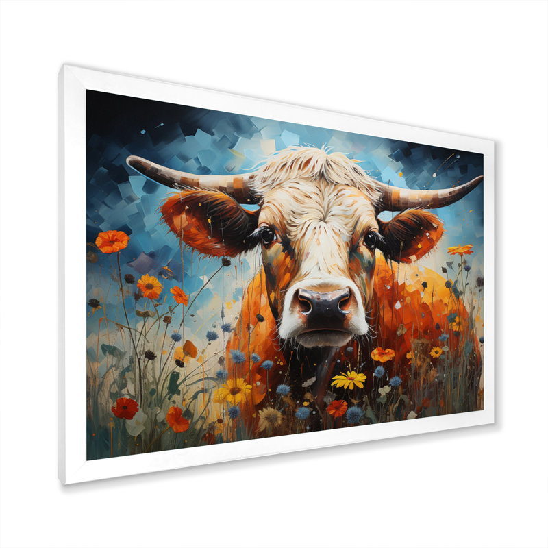 «Cow Natures Symphony I», reproduction d'art sur toile, Cadre simple blanc, H 24 po x l 32 po x P 1 po