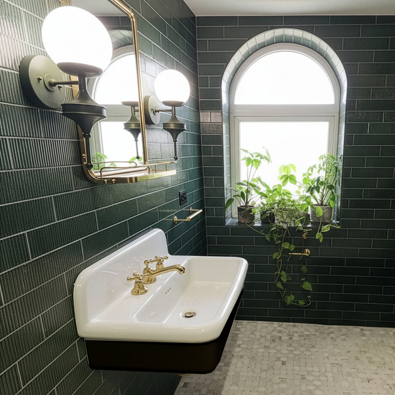 Victorian Nantucket Sinks 27.75'' Fireclay Specialty Bathroom Sink with Overflow, Black/White