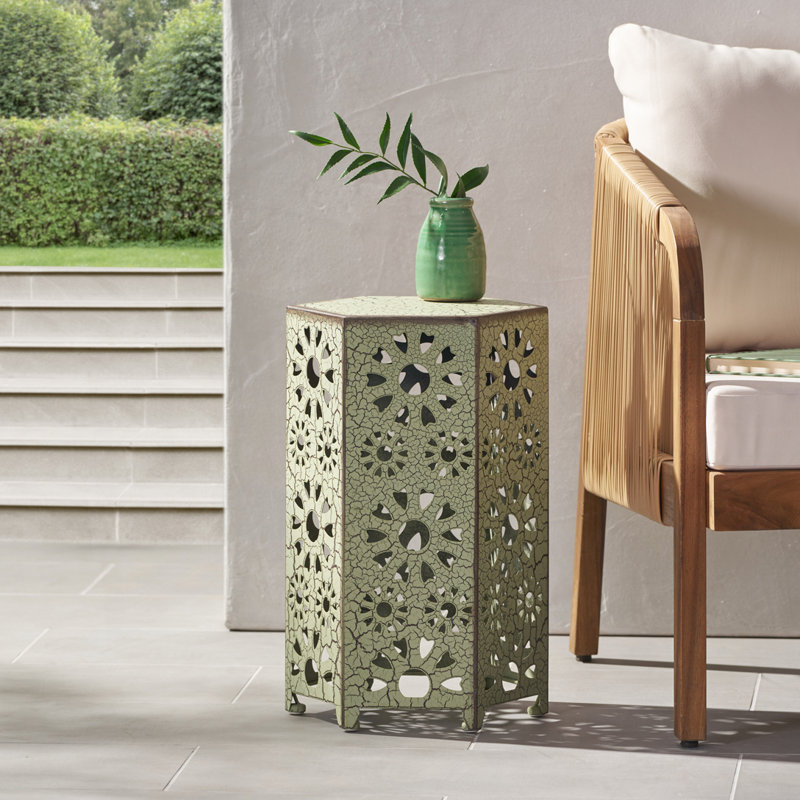 Table d'appoint hexagonale pour l'extérieur et l'intérieur, Vert