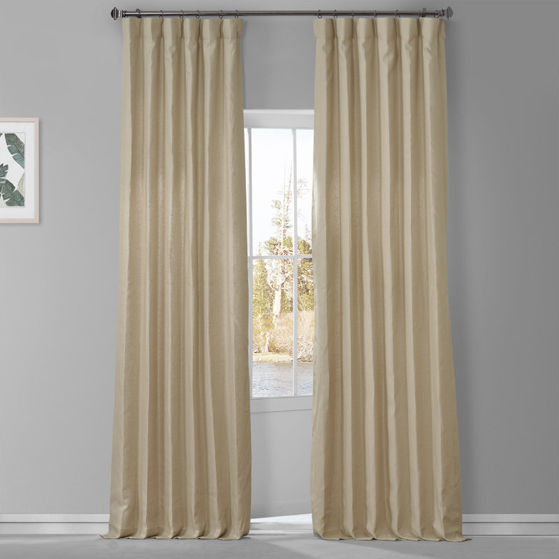 Briella French Linen Room Darkening Curtain, Ancient Ivory, 50" W x 120" L